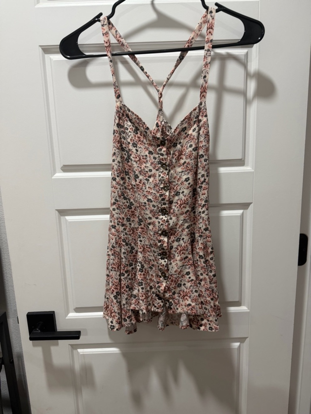 Free People Floral Button-Front Cami Dress in Blush and Multi